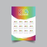 2024 geometric colorful calendar design template vector