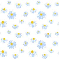 Spring seamless pattern rows of cute meadow daisies white Summer template Blooming wildflower ditsy ornament wrapping fabric wallpaper textile mosaic vector