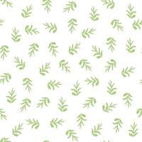 Seamless pattern Green leaves White background Spring bloom Simple ornament template banner poster textile fabric vector