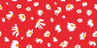 sin costura modelo salvaje flores silvestres margarita libélula jardín flor tarjeta postal póster bandera primavera verano tela ropa adecuado embalaje fondo de pantalla modelo textil cubrir vector
