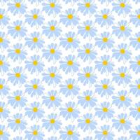 Spring seamless pattern rows meadow daisies white Summer template Blooming wildflower ditsy ornament wrapping fabric wallpaper textile mosaic vector