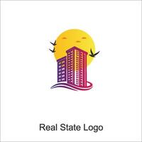 real inmuebles logo diseños para negocio visual identidad. casas y rascacielos vector