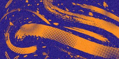 Abstract Sports Background with Blue and Orange Brush Texture and Halftone Effect. Retro Grunge Background for Banner or Poster Design vector