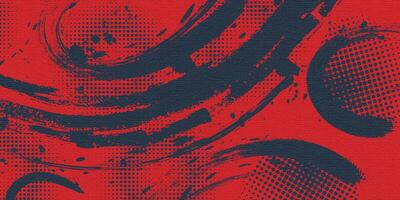 Red and Blue Brush Background with Halftone and Texture Effect. Retro Sports Background with Grunge Concept vector