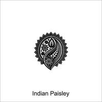 paisley Seamless Asian black and white paisley design vector