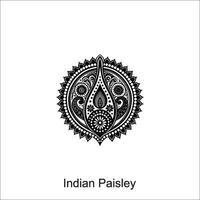 paisley Seamless Asian black and white paisley design vector