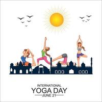yoga para sano vivo - internacional yoga día banne vector