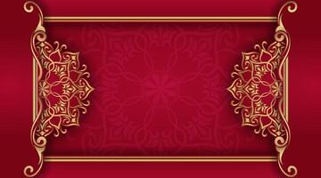 Red luxury background with mandala ornament vector