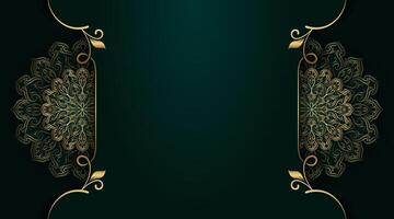 dark green background with gold mandala ornament vector