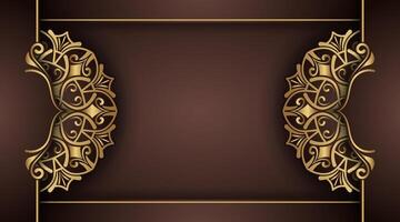 brown background with gold mandala ornaments vector