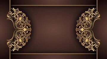 brown background with gold mandala ornaments vector