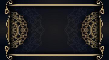 black luxury background with gold mandala ornaments vector