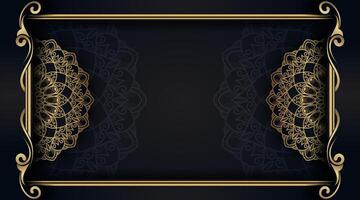 black luxury background with gold mandala ornaments vector