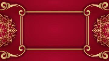 Red luxury background with mandala ornament vector