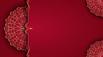 Red luxury background with mandala ornament vector