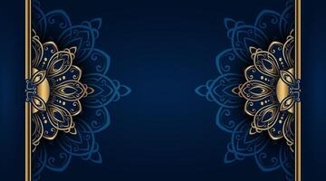 Dark blue ornamental background, with gold mandala decoration vector