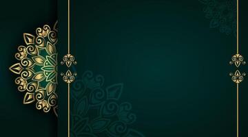 dark green background with gold mandala ornament vector