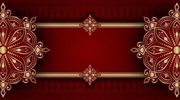 luxury red background with golden mandala ornament vector