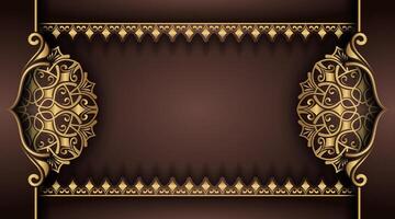 brown background with gold mandala ornaments vector