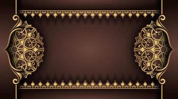 brown background with gold mandala ornaments vector