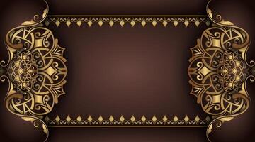 brown background with gold mandala ornaments vector