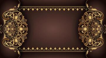 brown background with gold mandala ornaments vector