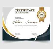 gold geometric effect achievement certificate template.Award diploma design blank. vector