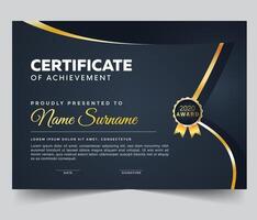 Modern Creative Business, Training Achievement gold badge Certificate Template vector