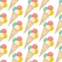 Ice cream cone seamless pattern in flat style. Summer background for print, fabric, decor. vector