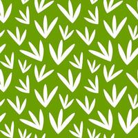 Bright green botanical seamless pattern with white grass, Summer abstract background vector