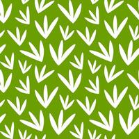 Bright green botanical seamless pattern with white grass, Summer abstract background vector