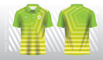 abstract yellow and green polo jersey sport. Sport uniform in front and back view. Mock up for sport club. vector