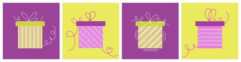 Set of gift boxes. Flat illustration vector