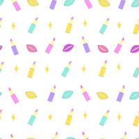 Bright seamless pattern of lip print and lipstick. illustration vector