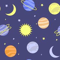 modelo de espacio planetas estrellas y Luna. plano ilustración vector