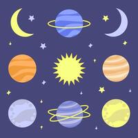 Set of space planets. Flat illustration vector