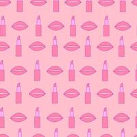 Seamless pattern of lip print and lipstick. illustration vector