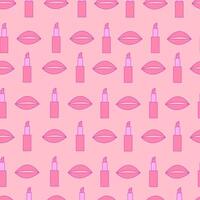 Seamless pattern of lip print and lipstick. illustration vector