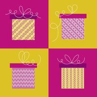 conjunto de regalo cajas plano ilustración vector