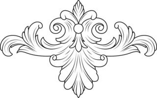 Antique baroque frame scroll ornament engraving floral retro pattern border vector