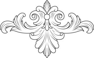 Antique baroque frame scroll ornament engraving floral retro pattern border vector