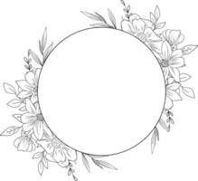 floral marco con flor ramo, flor ramo de flores bosquejo vector