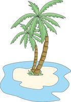 ilustración de un palma arboles en el isla con cocos aislado ilustración en blanco antecedentes en plano estilo. vector