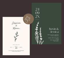 flat design minimalist wedding invitation collection set vector