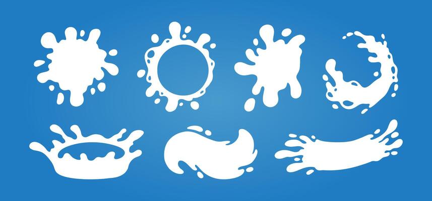 Milk splash illustration set and dairy cream elements