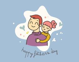 hand drawn happy fathers day card illustration vector