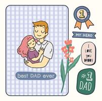 hand drawn happy fathers day card illustration vector