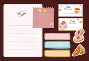 cute pastel color journaling notes sticker label collection vector