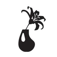 A captivating silhouette image of flower with vase vector