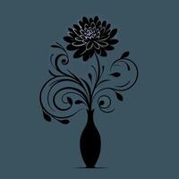 A captivating silhouette image of flower with vase vector